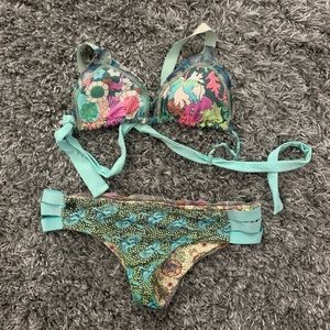 Turquoise triangle reversible maaji bikini